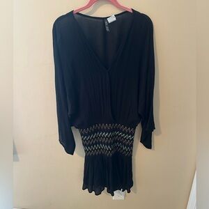 Soluna black Rainbow Smocked Waist  Swim Dress Size M L